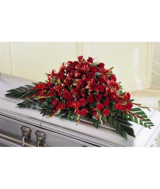 The Red Splendor Casket Spray The Red Splendor Casket Spray